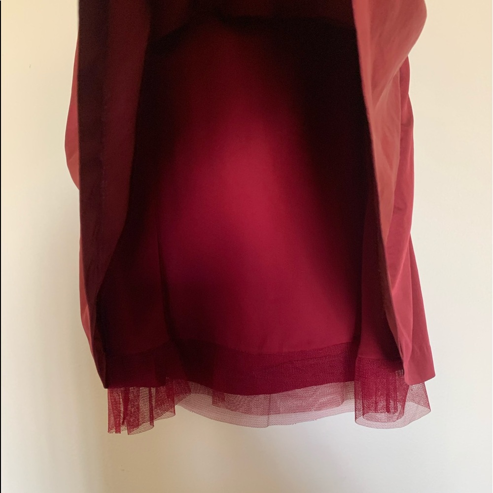 Burgundy dark red satin skirt with mesh boarding- size 4